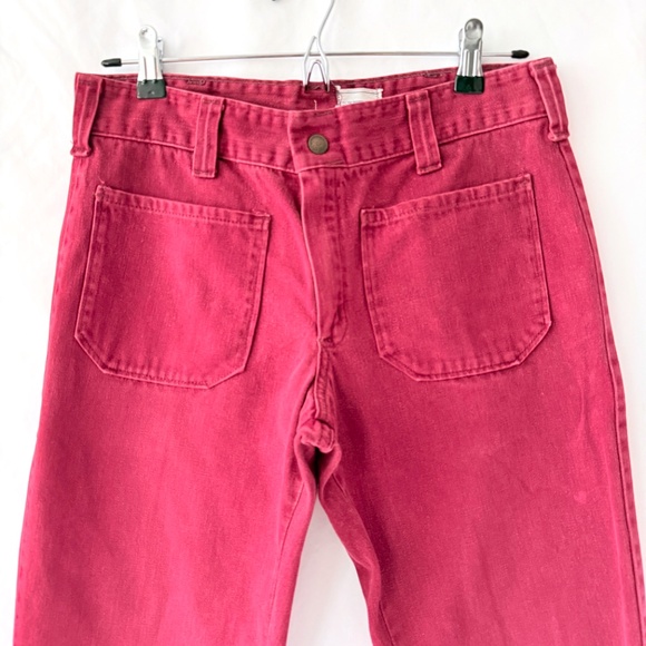 30 waist 1970s Dark Red Bell Bottom Jeans, Mid Rise Saks Fifth Ave - Picture 2 of 7